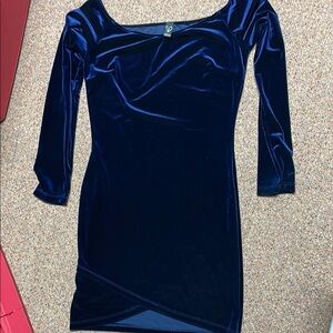 Velvet Navy Blue mini bodycon dress with long sleeves. Looks new!